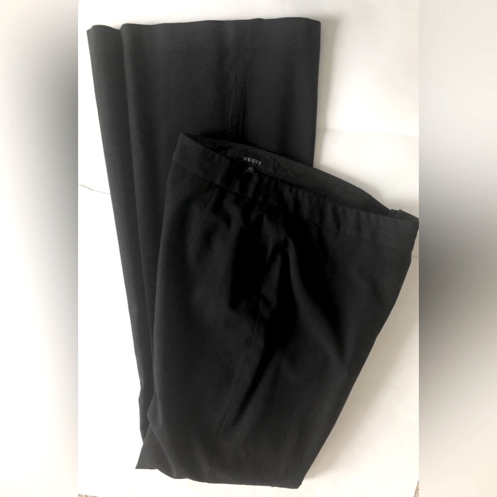 Gucci Vintage wool Pants Trousers Wide Leg Black Women’s Size 42 - Picture 2 of 7